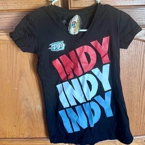 Older Indy V-Neck T-Shirt - Black, Red, Blue Indianapolis 500 Tee NWT